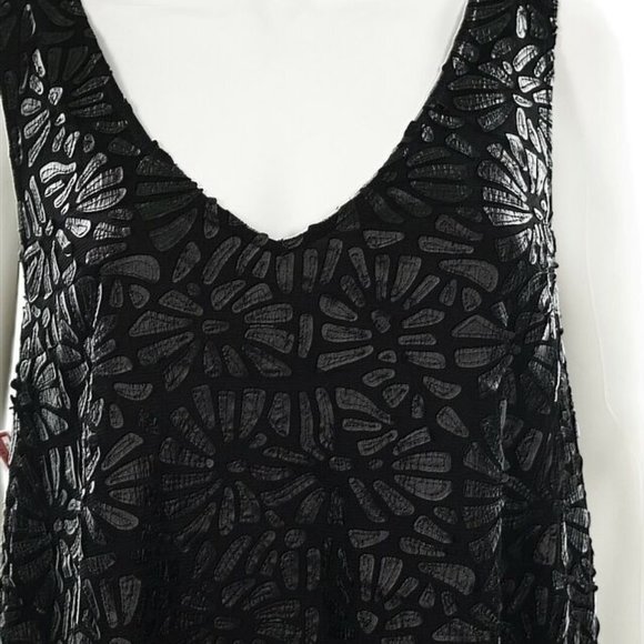 NWOT Plenty by Tracy Reese Leatherette floral Applique Black Tunic Tank Top Sz M - Picture 2 of 11